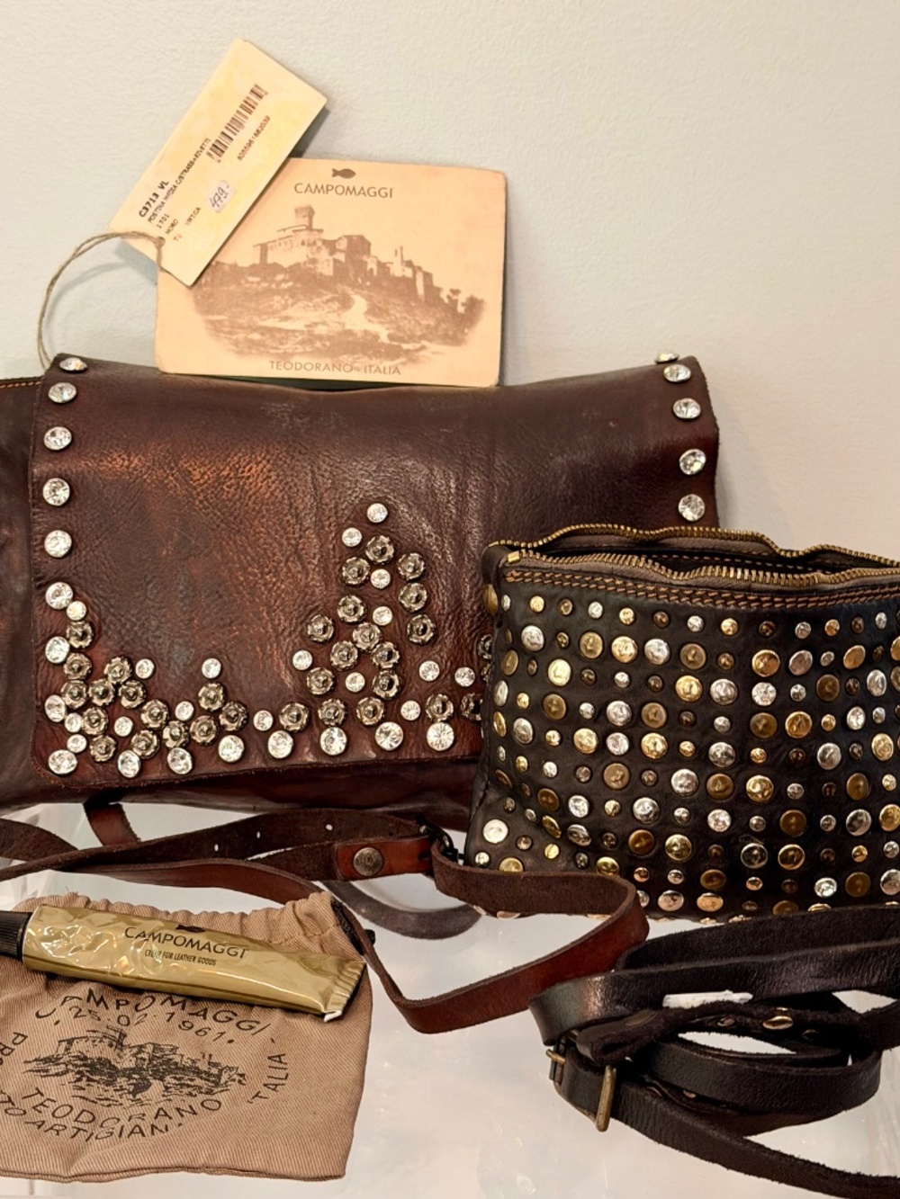 CAMPOMAGGI Italian Studded Leather Purse &Pouch - Picture 2 of 12